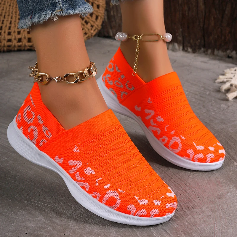 

Women's Leopard Shoes 2023 Autumn New Fashion Mesh Breathable Sport Shoes Ladies Walking Running Flats Zapatos De Mujer