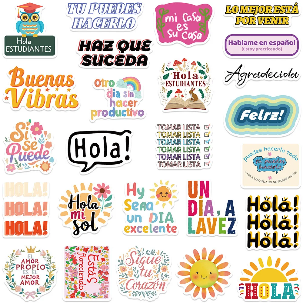 10/50 шт. вдохновляющие испанские наклейки мотивационные фразы с цитатами из жизни
