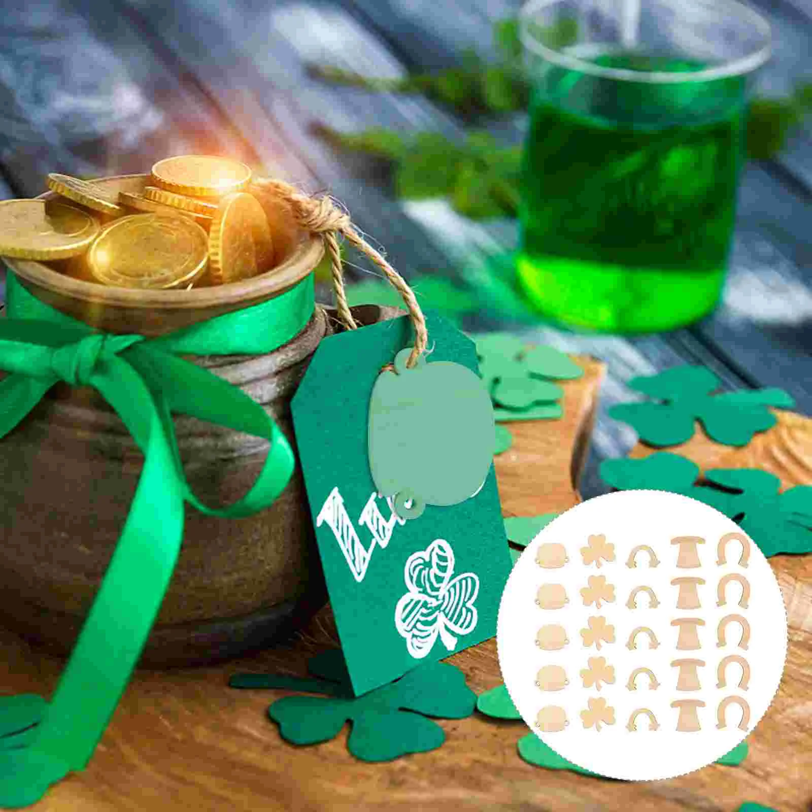 

50pcs Unfinished Wood Shamrock Wooden Shamrock Ornaments