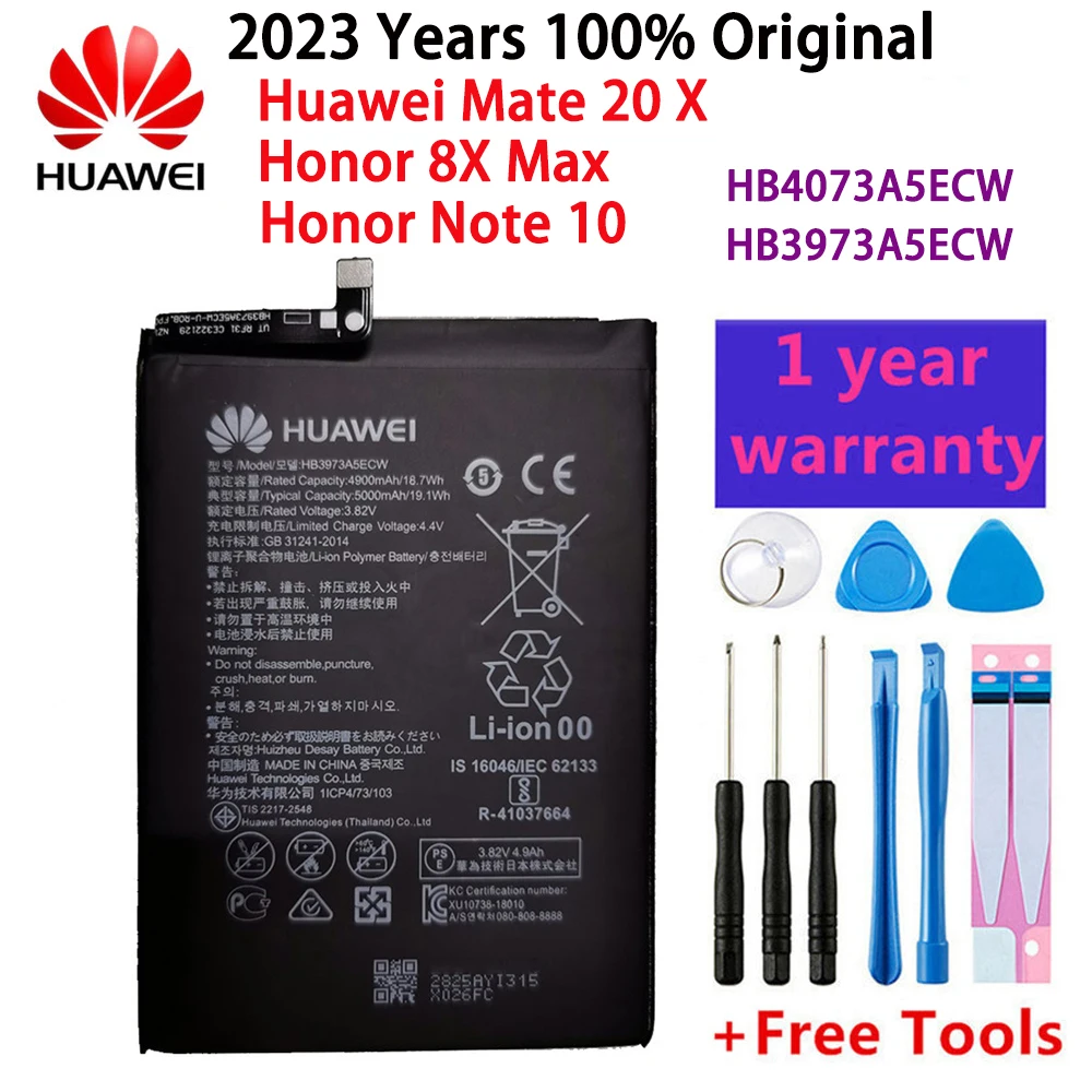 

100% Original 5000mAh HB3973A5ECW Battery For Huawei Honor Note 10 RVL-AL09 RVL-AL10 Mate 20 X 20X Mate20X EVR-AL00 Honor 8X Max