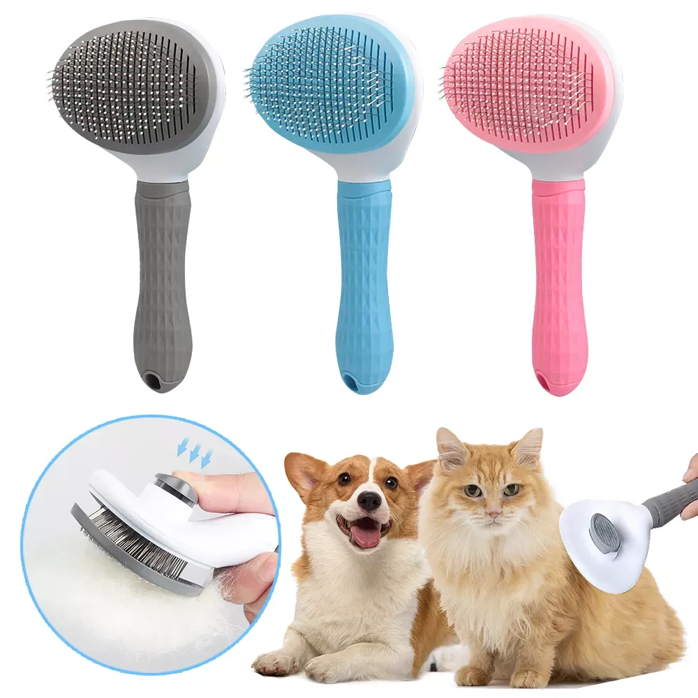 

Pet cat hair brush Dog Comb Hair Removes Hair Comb Self Cleaning Slicker Brush for Dog and Cat Removes Undercoat Tangled Hair