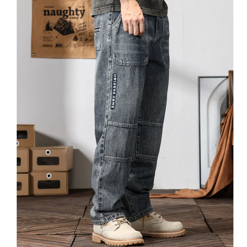 Men Clothing 2022 Autumn and Winter Straight Loose Cylinder Jeans Vintage Simplicity Comfortable Blue Large Harun Trousers Women