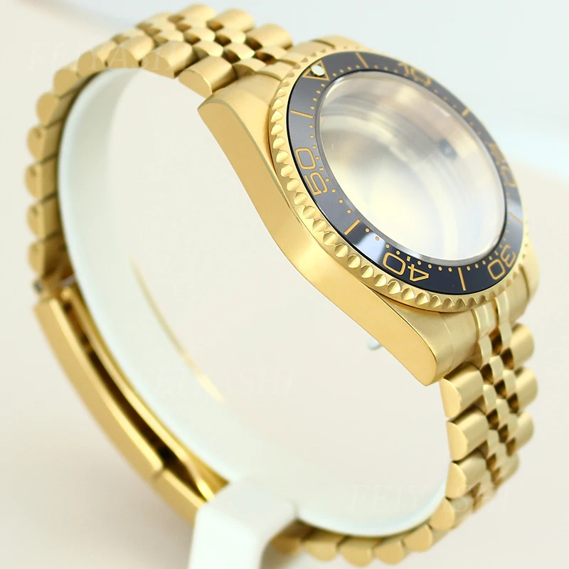 Золотой мужской корпус часов 40 мм юбилейный браслет для Seiko NH35 NH36 NH38 Miyota 8215 ETA 2824