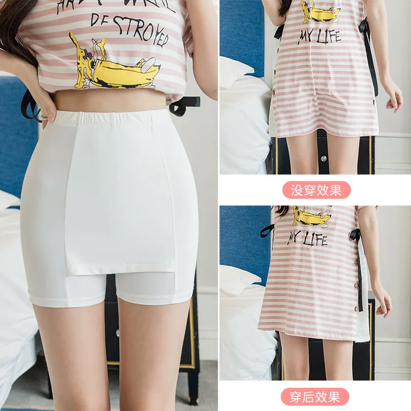 

New Ijs Zijde Hoge Taille Veiligheid Broek Boxer Vrouwen Dunne Slimming Vrouwen Zomer Shorts Dubbele Laag Naadloze Rok Shorts