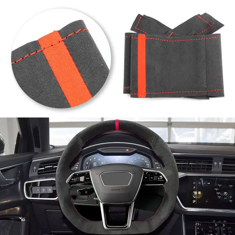 Автомобильные аксессуары замшевый кожаный чехол на руль защитная накладка для