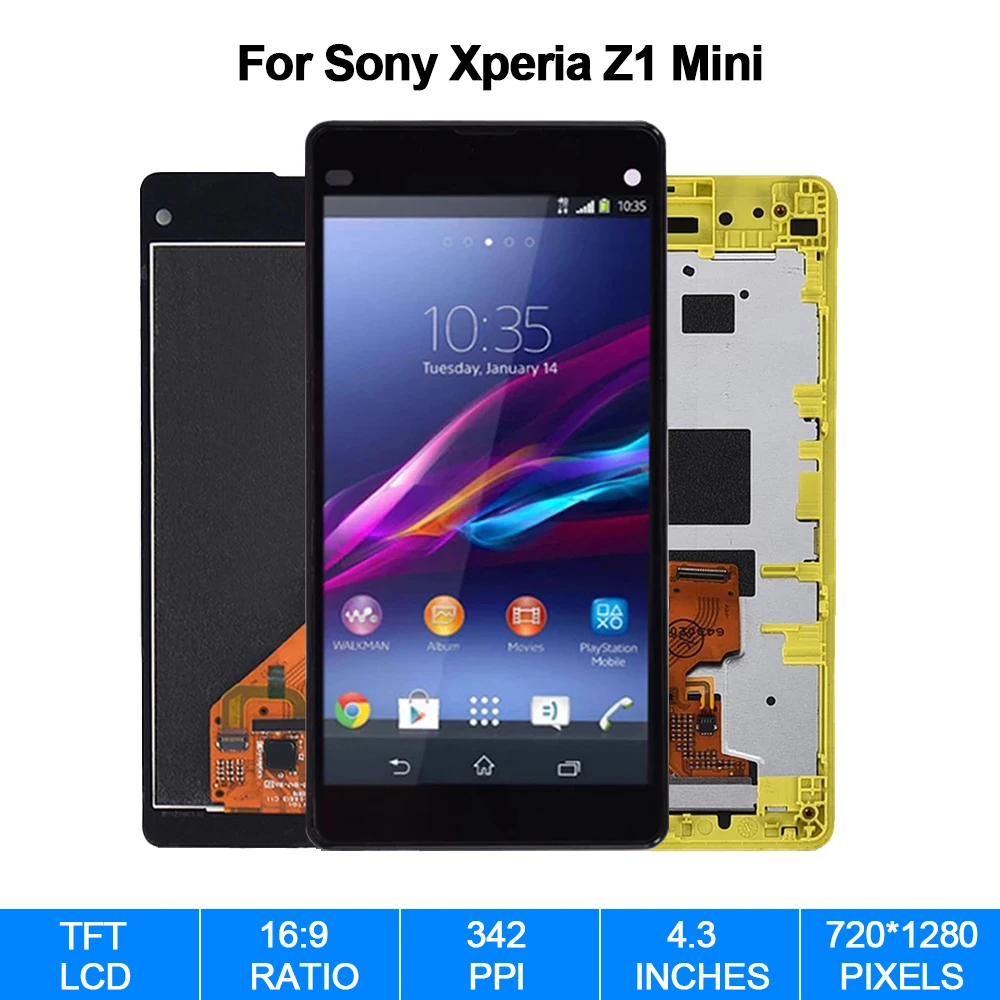 4 3 ''Оригинальный ЖК-дисплей для Sony Xperia Z1 Mini сенсорный экран дигитайзер в