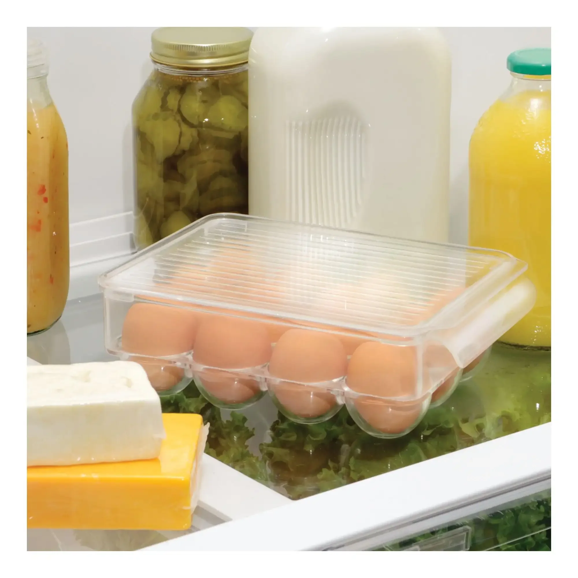 

Covered Egg Holder, 12 Eggs, Plastic Storage Containers, Kitchen Accessories, Fridge Organizer Containers, Kitchen