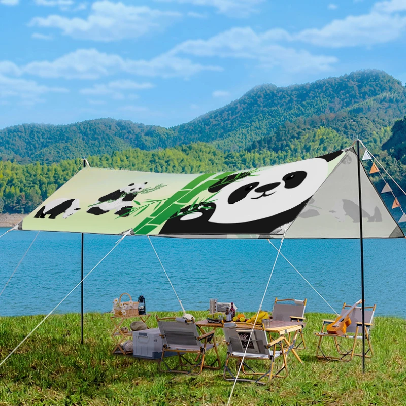 

Уличная палатка с мультяшным принтом, навес с индивидуальным принтом, квадратная цветная занавеска, походный серебристый пастельный тент