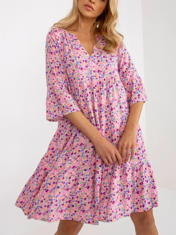 

Women Bohemian V-Neck Half Sleeve Dresses Fashion Street Print Summer Spring Mini Dress Loose Casual Sundress Retro Beach Dress