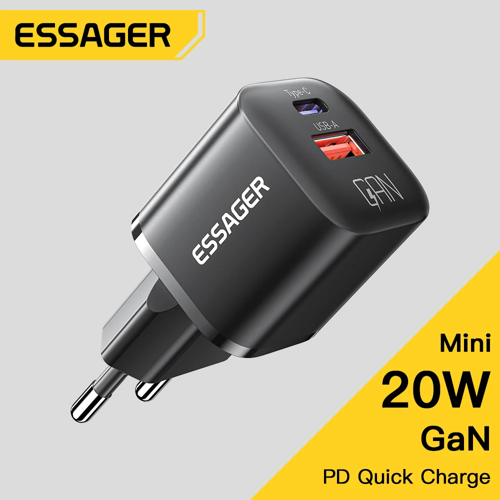 Essager 20W GaN USB Type C Charger PD Fast Charge Phone QC 3.0 Quick Chargers For iPhone 14 13 12 11 Pro Max Mini iPad Charging |