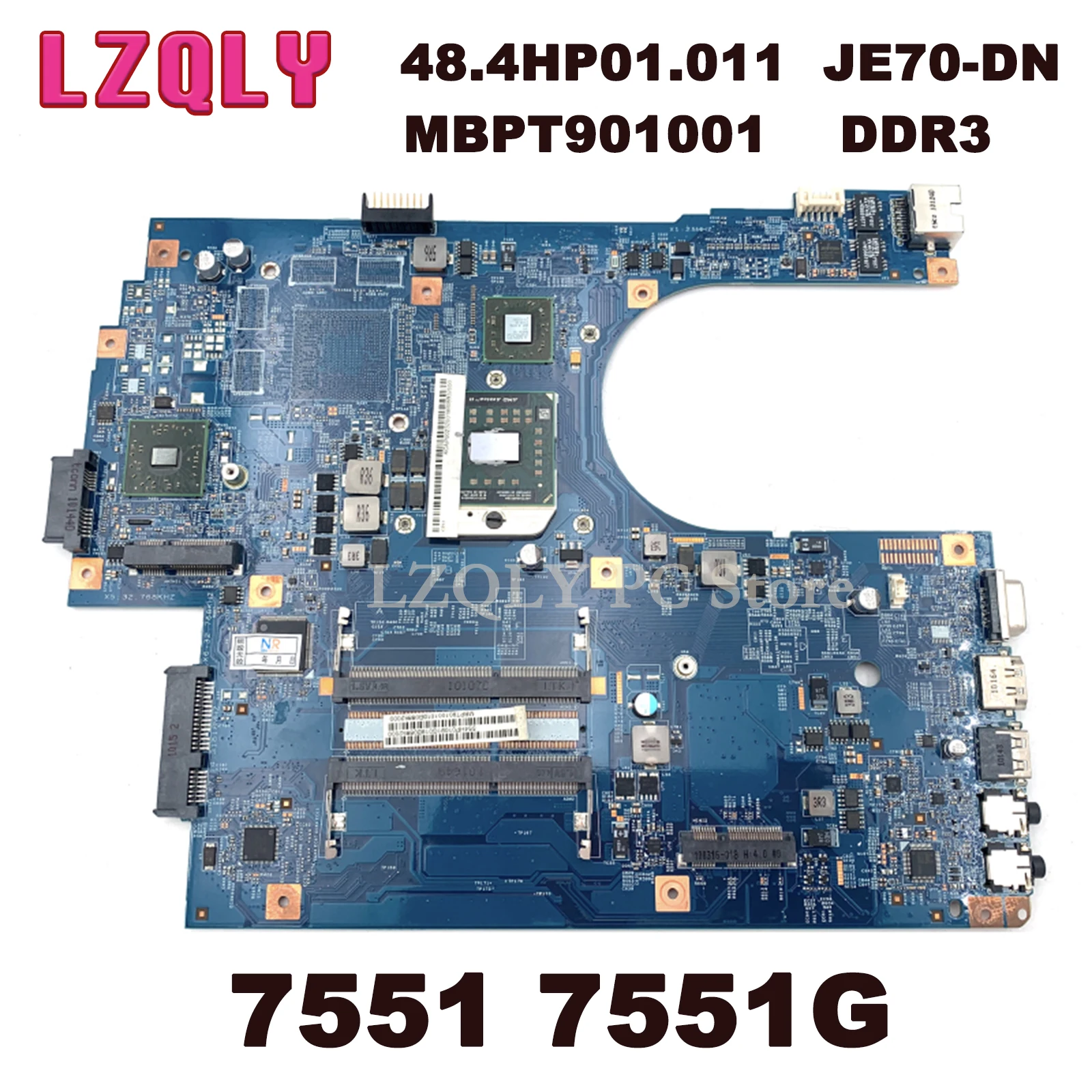 

LZQLY For Acer Aspire 7551 7551G Laptop Motherboard JE70-DN 48.4HP01.011 MBPT901001 DDR3 Socket S1 Free CPU Fully Tested