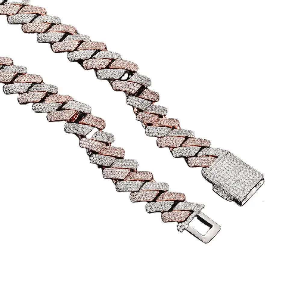 Iced Out Vvs-fg Натуральный Cvd Муассанит Бриллиант 9k 10k 14k Золото Кубинская Цепочка