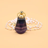 natural stone perfume bottle necklace gold stainless steel chain essential oil diffuser for women necklace jewelry party gifts