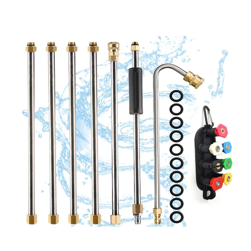 

Pressure Washer Wand Extension High Pressure Spray Gun With 1/4 Inch Quick Connect, With 7 Nozzle Tips,4000 PSI