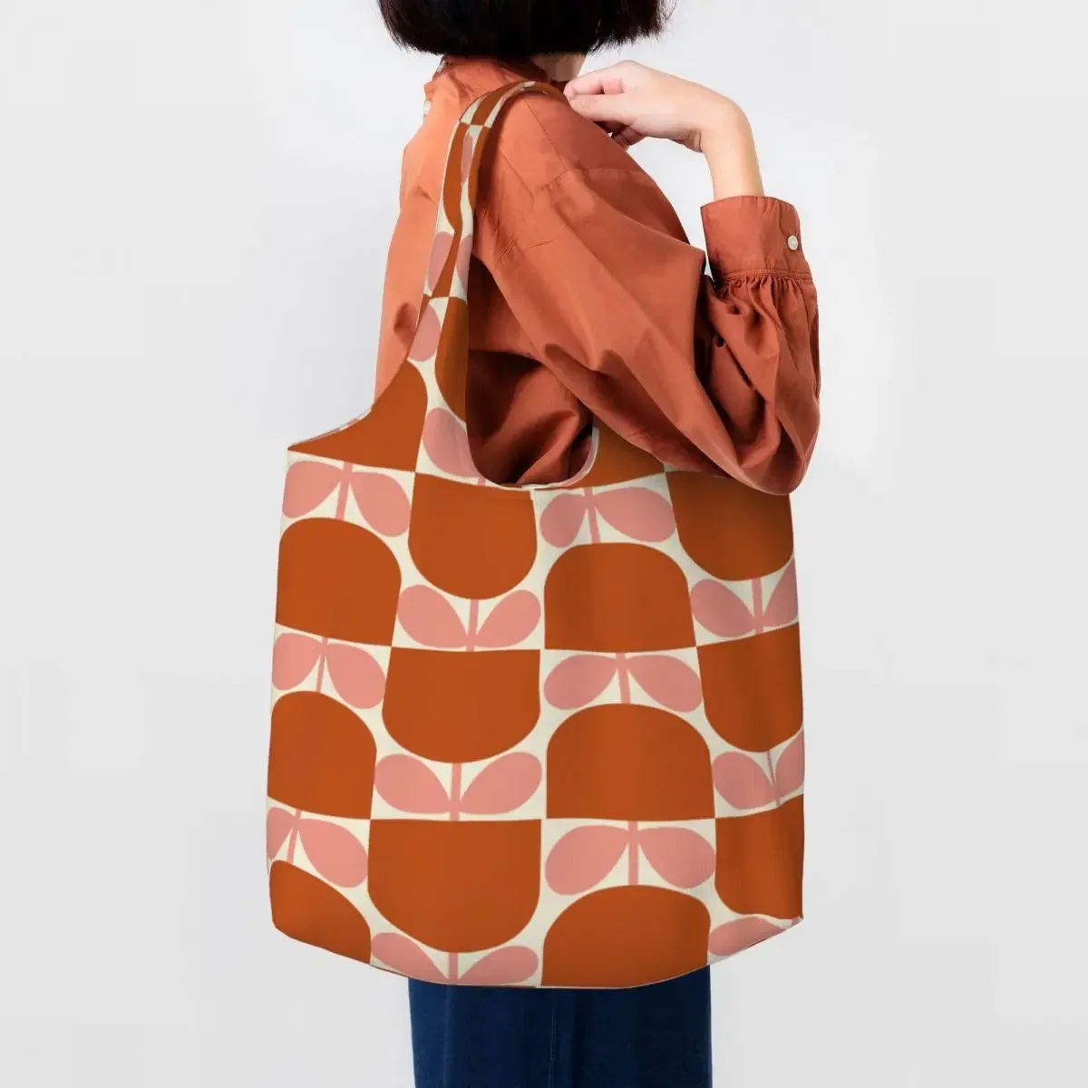 Модная сумка-тоут с принтом на заказ тюльпан Orla Kiely прочная холщовая сумка-шоппер