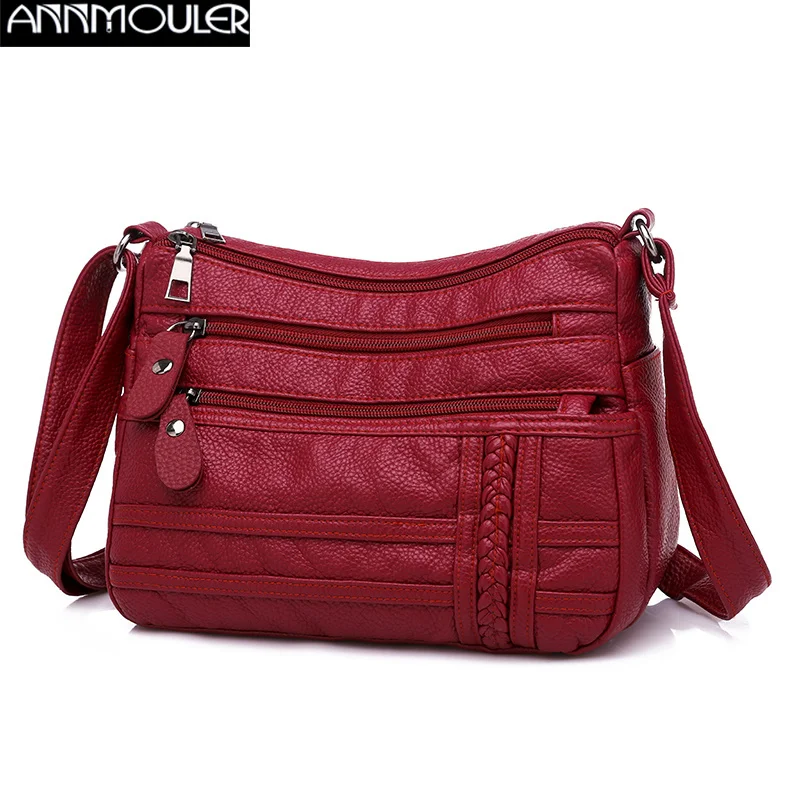 

2023 Fashion Women Bag Pu Soft Leather Shoulder Bag Multi-layer 2023 Bag Quality Small Bag Brand Red Handbag Purses