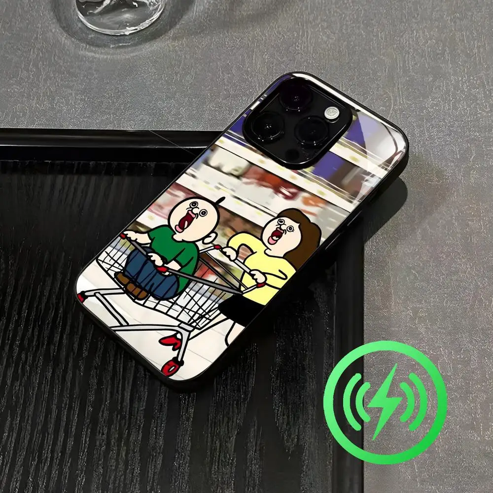 Фото Чехол для телефона с аниме-дизайном Bangbang and Yuzhi для iPhone 17, 16, 15, 14, 13, 12, 11, X, XR, XS, 8 Plus, Mini, Pro, Max, стеклянный чехол №1