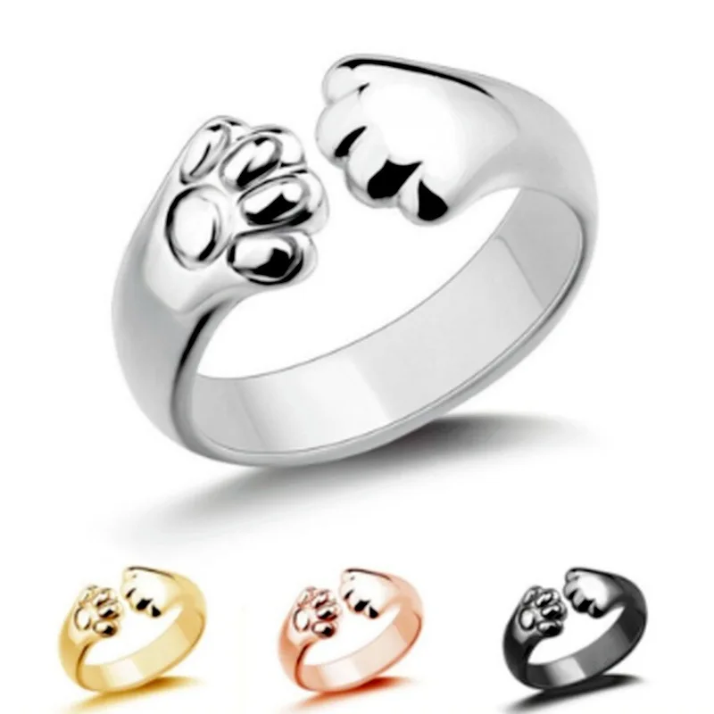 

Personality Creative Ring for Women Cute Bear Paw Hugging Open Ring Glossy Geometric Ring Stranger Things Jewelry Wholesale