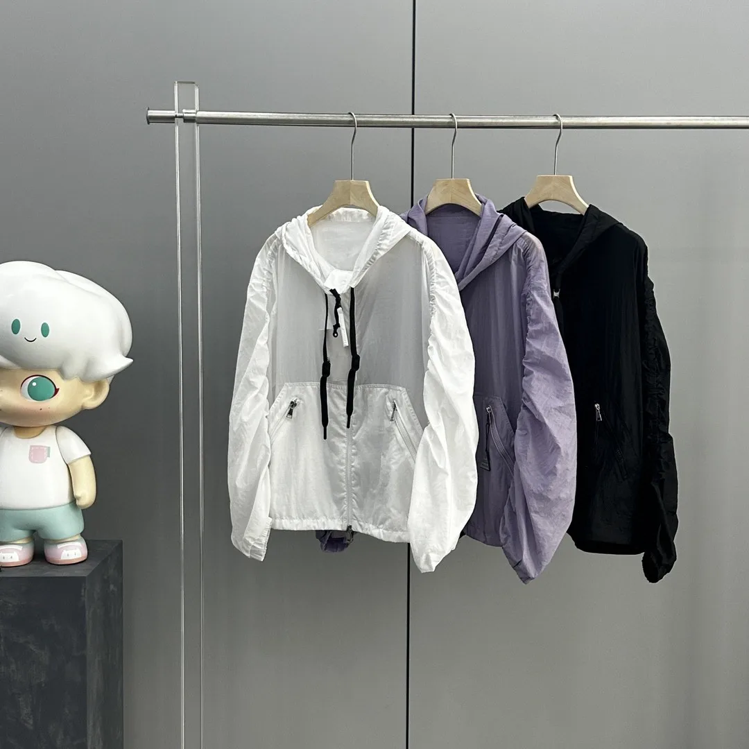 

Summer Woman Sun Protection Clothing Loose Ventilate Fashion Shortage Hooded Jacket Puff Sleeve Laid-Back Casual French Style