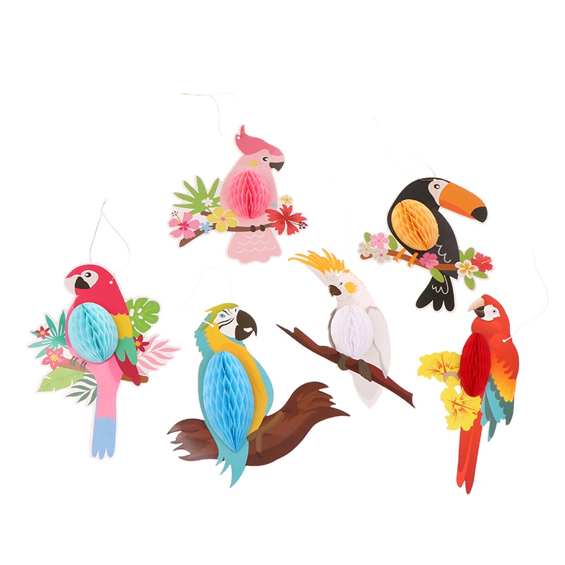 3 шт. тропические бумажные попугаи в виде сот |