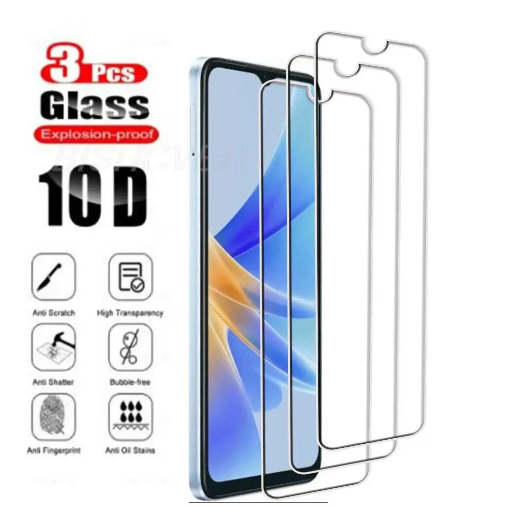 3pcs 9H 2.5D Tempered Glass For OPPOA17 A 17 CPH2477 6.56Inch Screen Protector Phone Cover For OPPO A17 Film