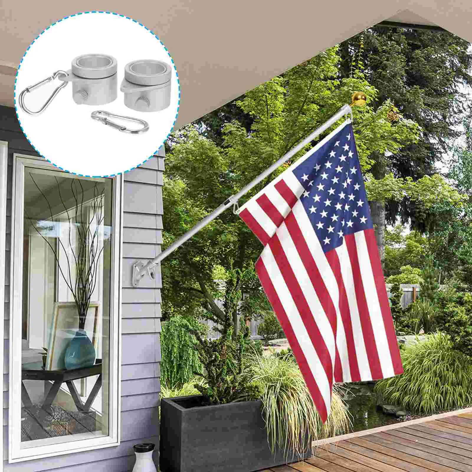 

Flag Ring Flagpole Pole Kit Rings July Swivel Parts Mounting Clips Patriotic Bead 4Th Base Telescoping Clip