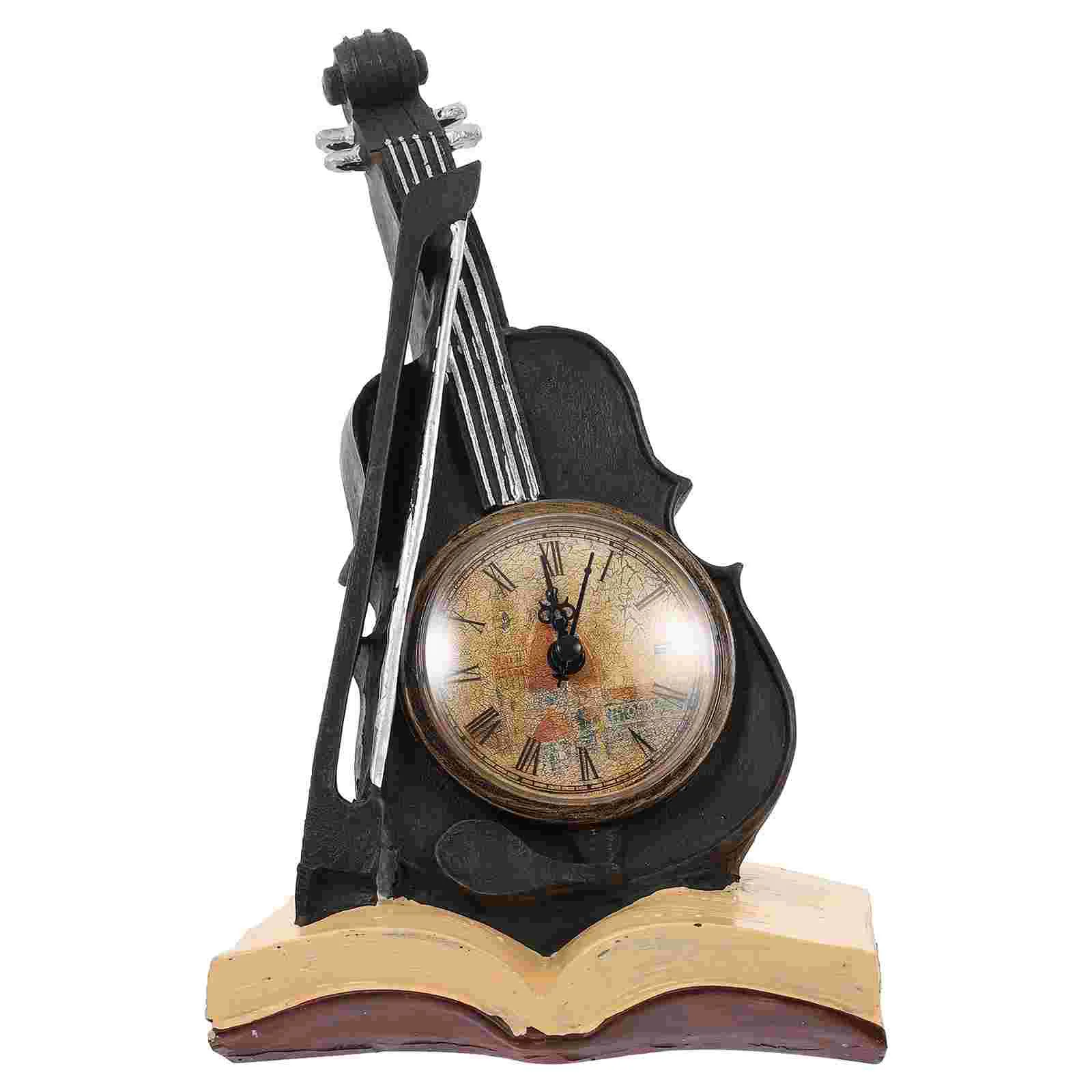 

Vintage Resin Violin Ornament Tabletop Resin Crafts Imitation Clock Ornament