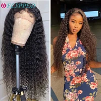 transparent lace front human hair wigs 13x4 brazilian water wave lace frontal wigs pre plucked with baby hair remy hd lace wigs