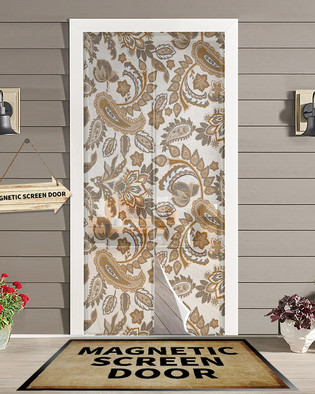 

Винтажная дверная занавеска Mandala в стиле бохо с цветочным принтом пейсли, Москитная занавеска для спальни, магнитная подвесная занавеска s, ...