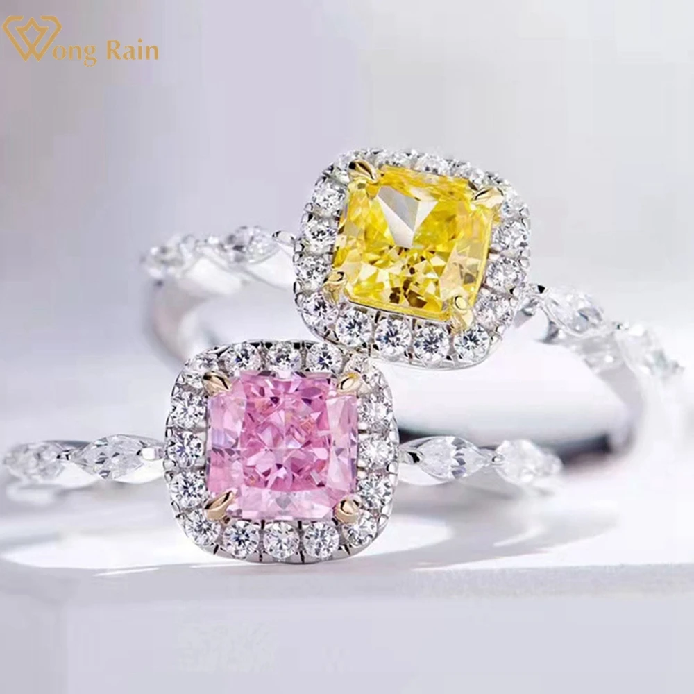 

Wong Rain 100% 925 Sterling Silver Crushed Ice Cut Created Moissanite Gemstone Wedding Party Romantic Ring Fine Jewelry Gifts