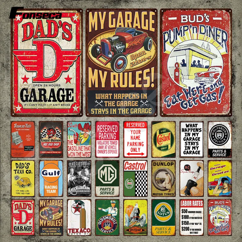 

Motor Oil Metal Plate Dad's Garage Vintage Plaque My Garage My Rules Tin Sign Plate Shabby Metal Poster Iron Painting Stickers