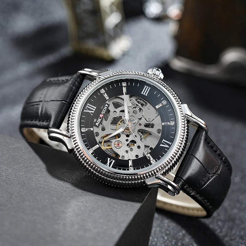 

High End AOCASDIY Brand New Men's Retro Luxurious Quartz Watch Leather strap ReoJ Hombre Relogio