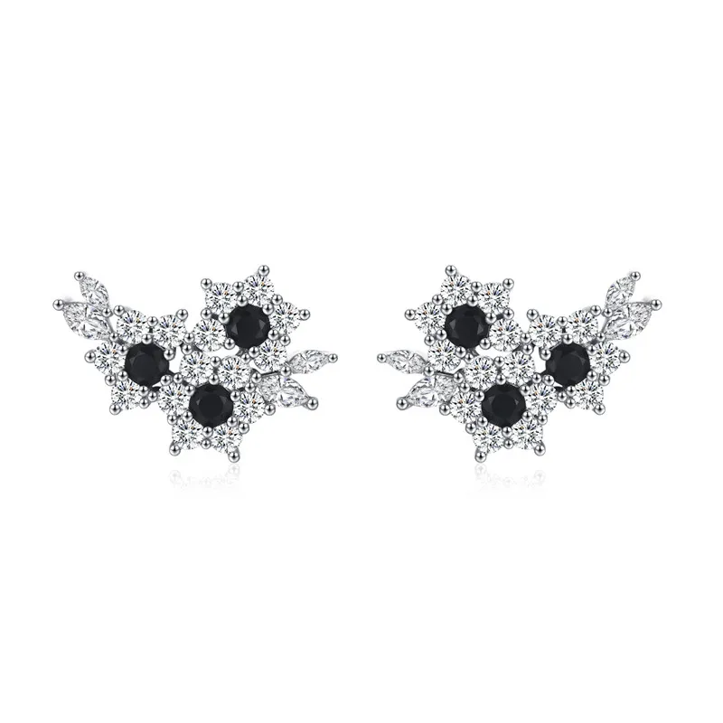 

New Arrival Hot Silver Color Jewelry Black Spinel Stone Cute Party Stud Earrings for Women I256