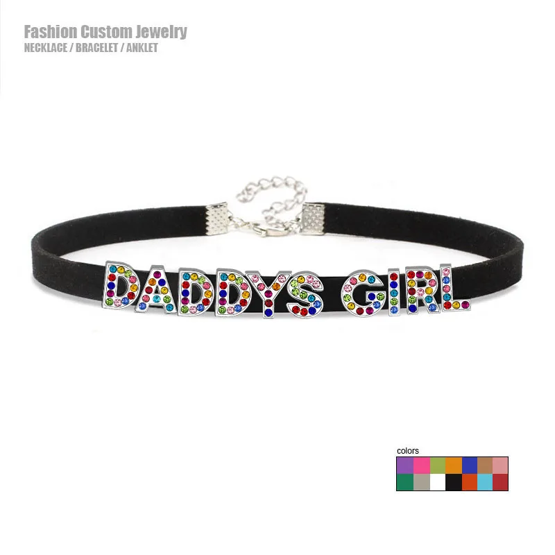 Colorful Letters Sexy DADDYS GIRL Choker Necklace Women Harajuku Goth Custom Collar Chocker Cosplay Personalized Jewelry Gift