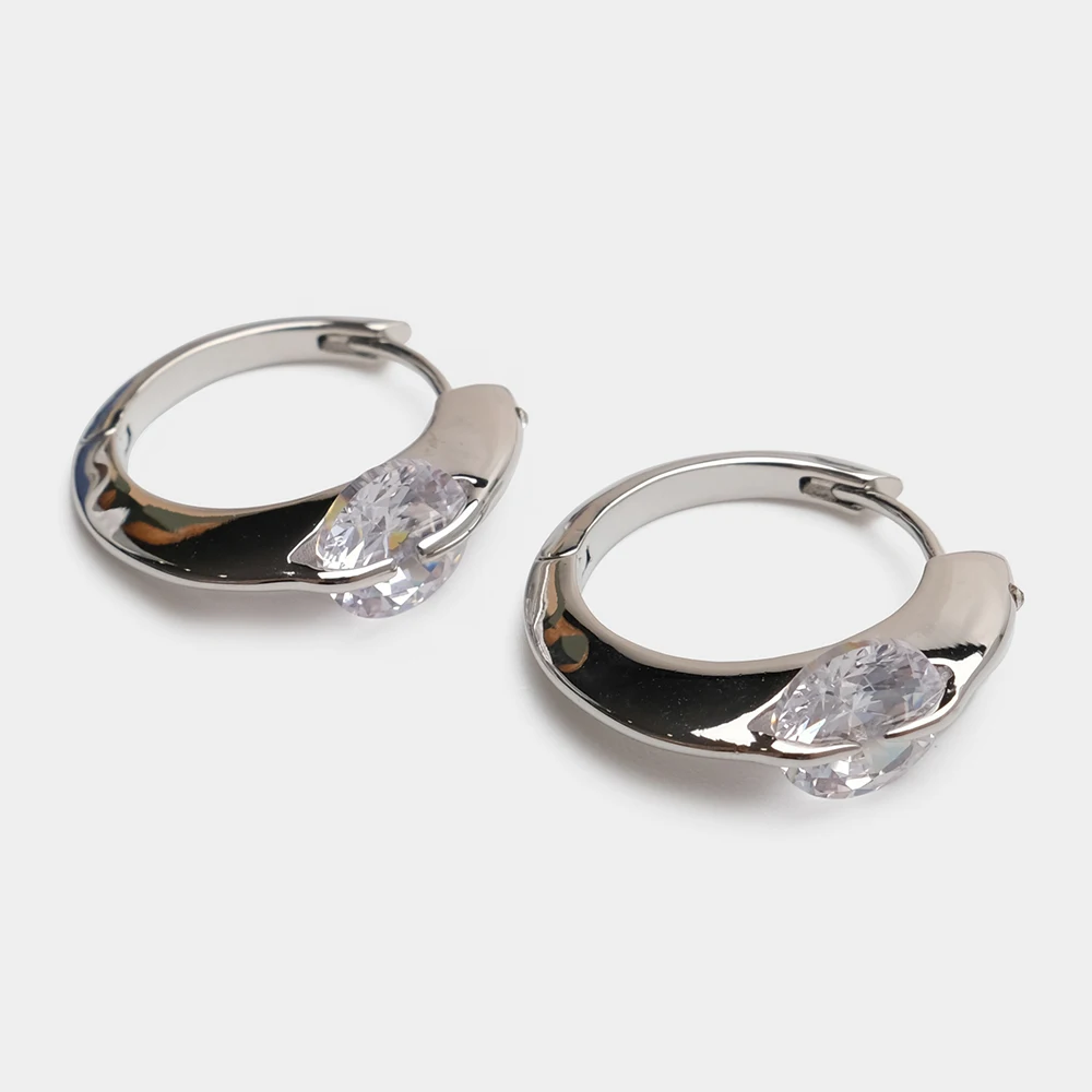 

Серьги-кольца JBJD с фианитами женские, минималистичные Серебристые модные ювелирные украшения для вечеринок, хороший подарок