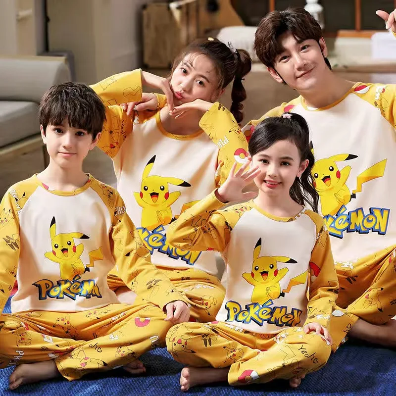 Комплект пижамный детский из хлопка с длинным рукавом для женщин и мальчиков -