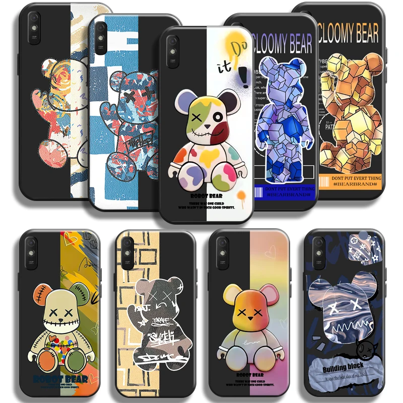 

Luxury Fashion Cool Bear Phone Case For Xiaomi Redmi 9A 9AT Carcasa Soft Black Silicone Cover Coque