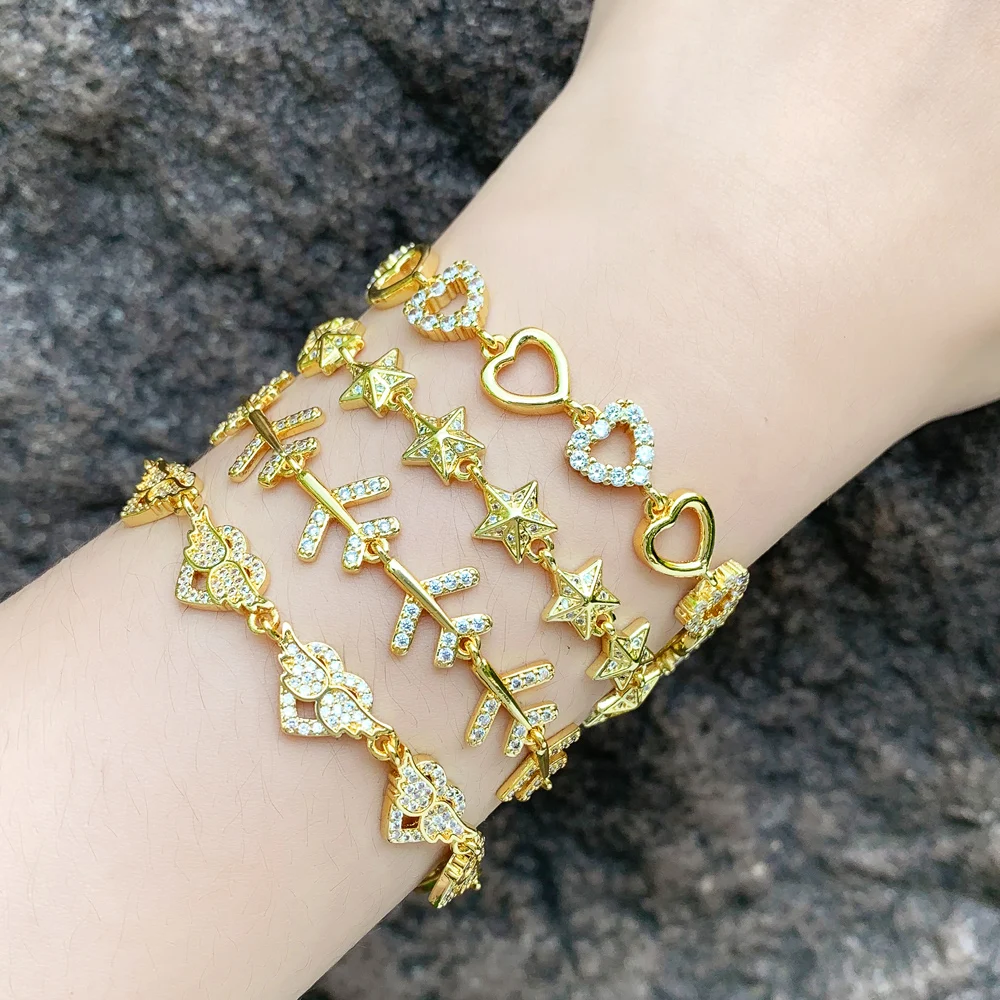 FLOLA AAA циркониевое сердце брикет для женщин медное позолоченное бриллиантовое ювелирное изделие подарки brtd37