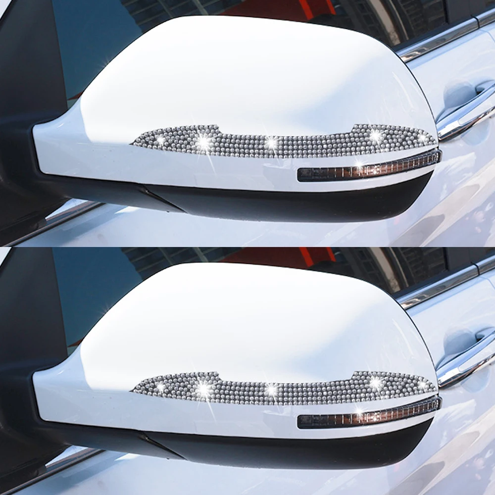 

1Pair Car Rearview Mirror Bumper Strip Rhinestone Stickers Decal Auto Anti-Scratch Door Edge Protector Car Styling Accessories