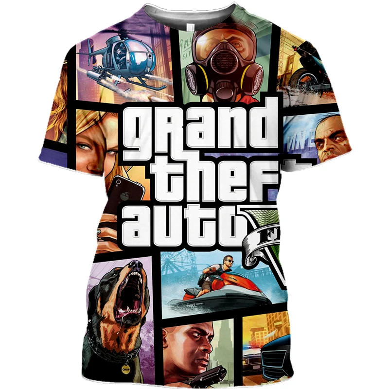 Новинка 3D мультяшный персонаж из мультфильма Grand Theft Auto Game летняя крутая футболка