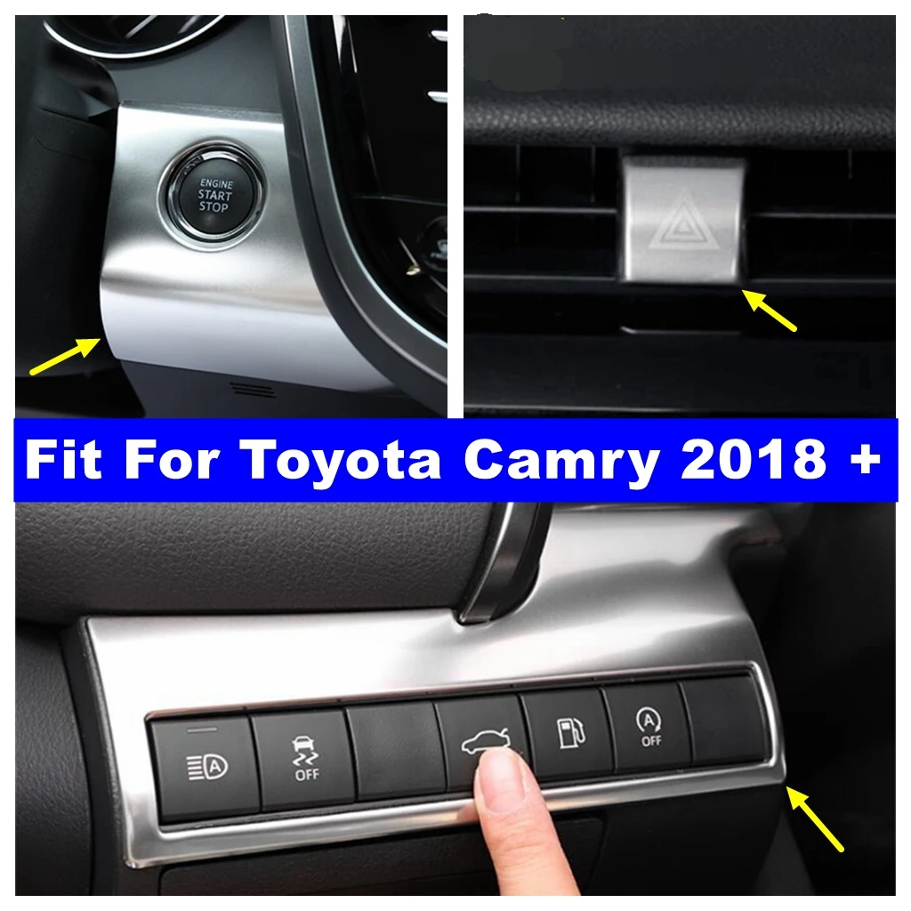 

Accessories Head Warning Light Start Stop Engine Push Button Control Switch Panel Cover Trim For Toyota Camry 2018 - 2023 Silver
