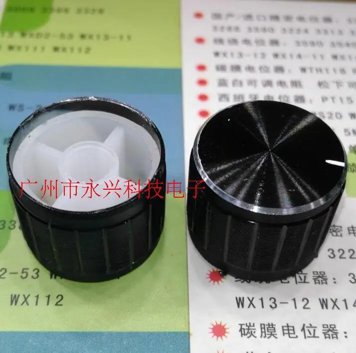 

10PCS Aluminum Alloy Knob Potentiometer Speed Regulation Volume Adjustment Power Amplifier Cap Diameter 21 Height 13 Black