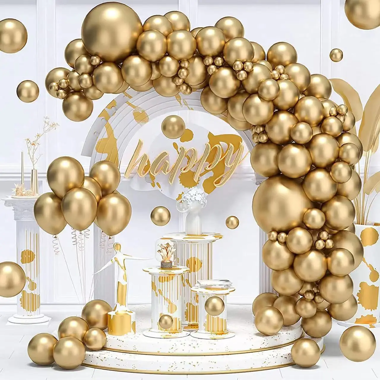 

5/10/12/18inch Gold White Wedding Baby Shower Globos Birthday Gender Reveal Party Decoration Mariage Arche Ballon Anniversaire