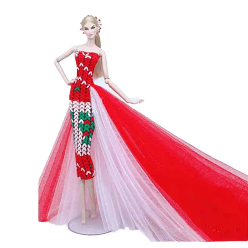 

1/6 BJD Doll Clothes For Barbie Red White High Wedding Party Gown 30cm Doll Accessories Princess Outfits Vestido Kids Toys Gifts