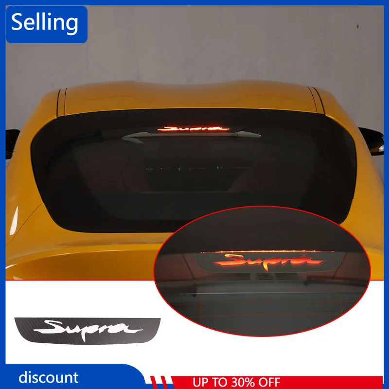 

For Toyota GR Supra MK5 A90 2019-2022 Stainless Steel Car Rear High Brake Light Word Mark Sequin Sticker Car Accessories fast