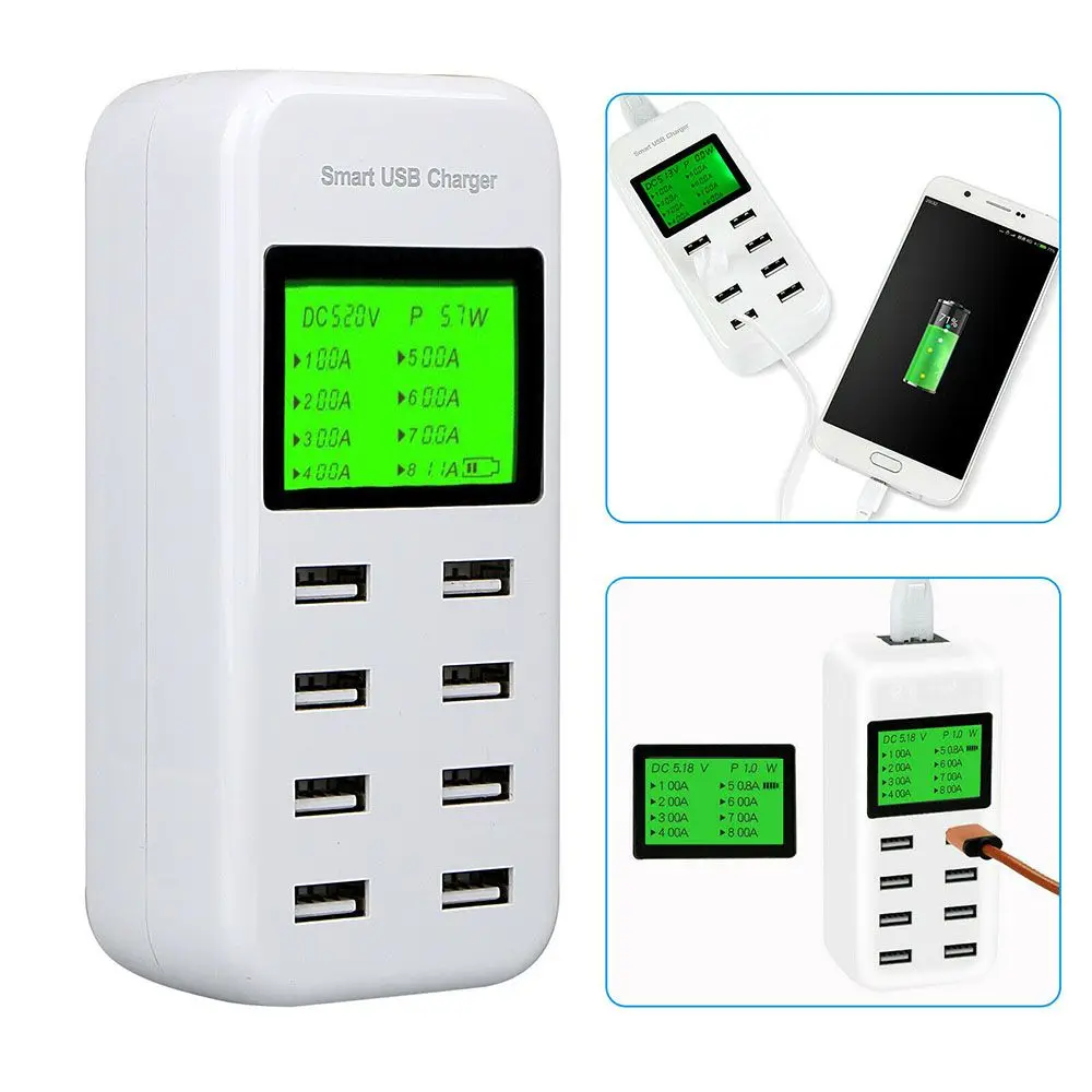 

Smart Multi USB AC Hub LCD Display 8 Usb Port Wall Charger Power Adapter Wall Charging Station