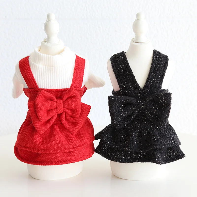 

Рождественское красное платье, одежда для собак, зимнее платье, рубашка, платье для кошек, платье для щенков с цветочным рисунком, одежда для собак, щенков, Тедди