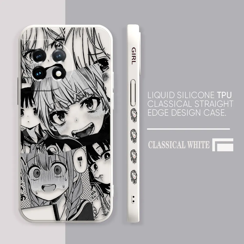Phone Case For Oneplus 11 10 9 9R 9RT 8 8T 7 7T 5 5T 6 ACE 2 NORD Pro Liquid Case Funda Cqoue Shell Cute Kawaii Nifty Girl Anime