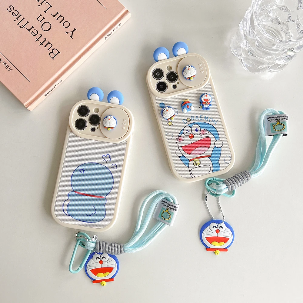 Чехол для телефона с раздвижным окном в стиле аниме 3D Ear D-Doraemons IPhone 16 15 14 13 12 11 Pro Max