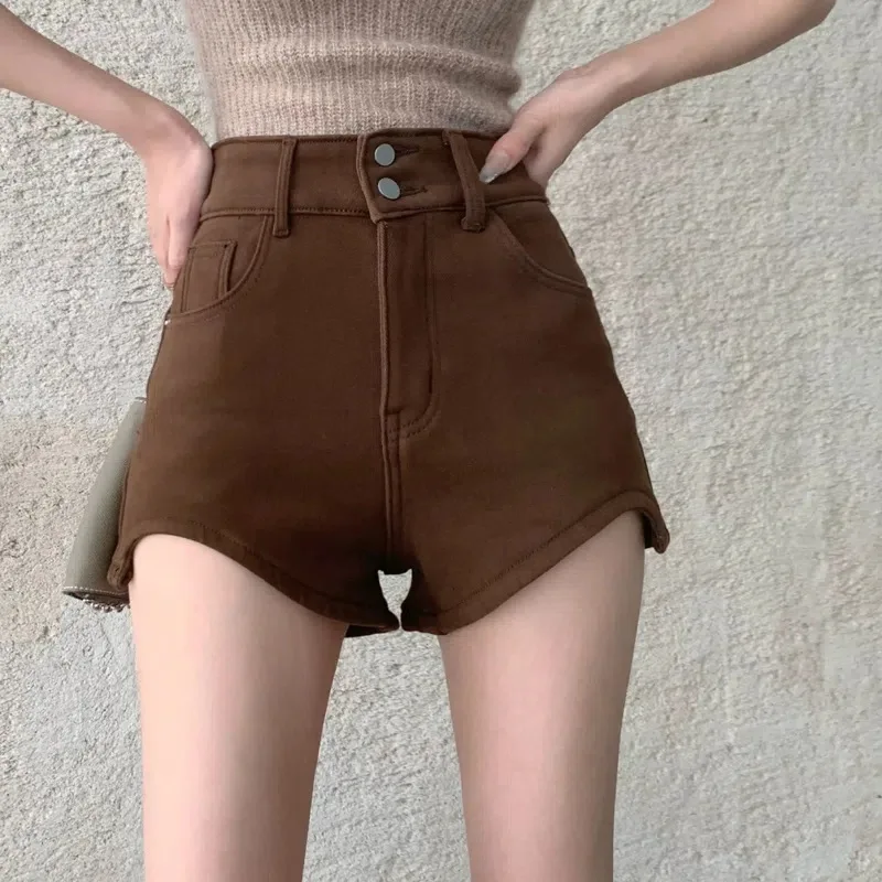 

2023 New Spicy Girls A-line Straight Denim Shorts Women's Small Tall Waist Irregular Wide Leg Hot Pants Fashion Summer Large